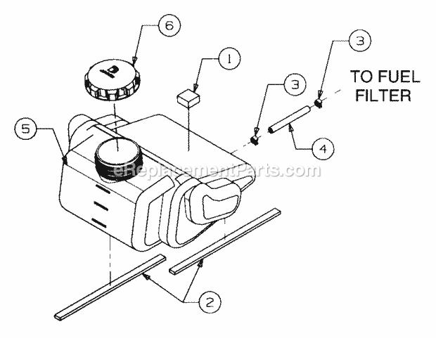 Fuel Tank Diagram and Parts List for 2166 13A-214G100, 13A-254G100 Cub Cadet Lawn Tractor